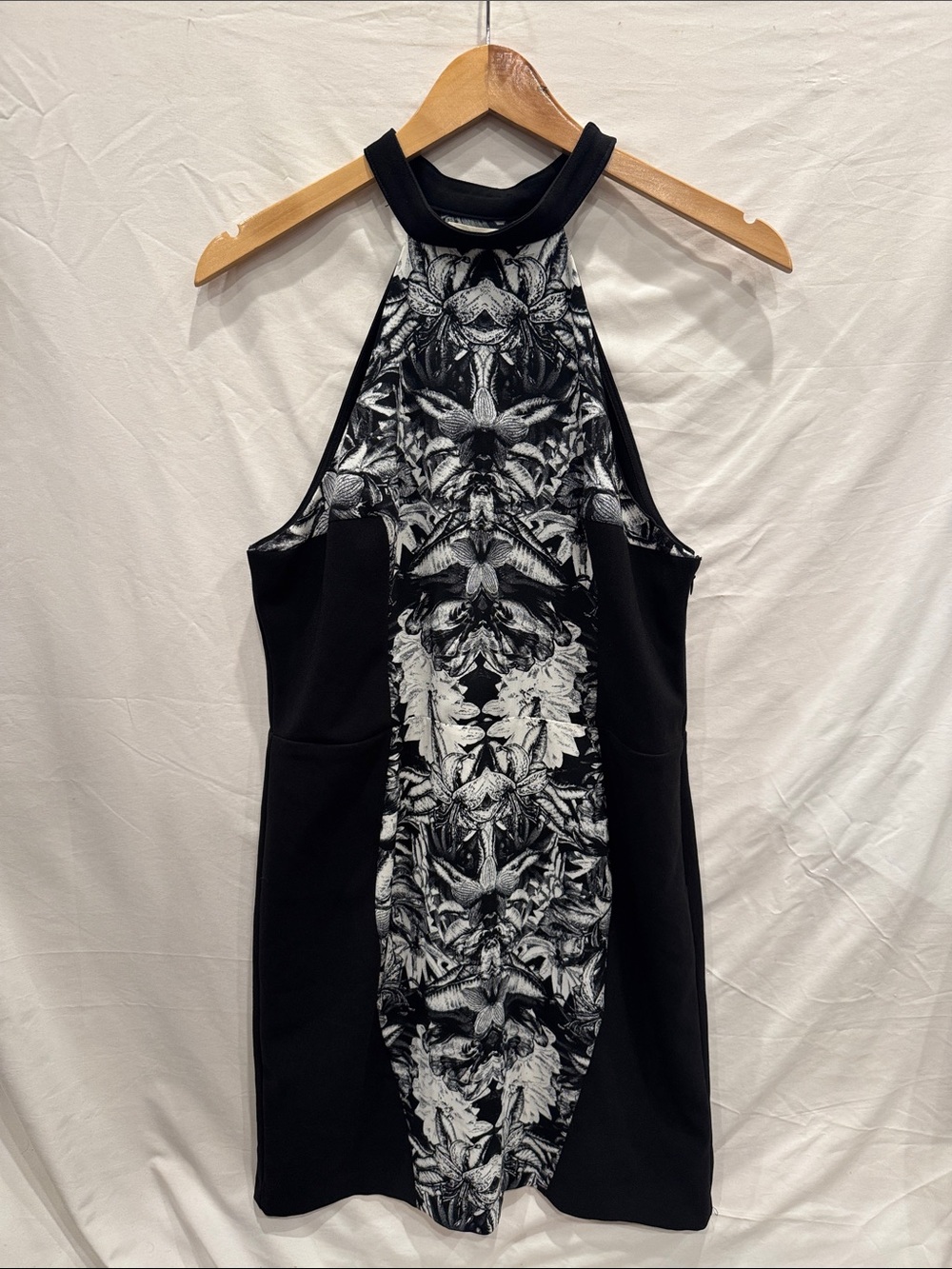 silence + noise Black Halter Dress with Monochrome Panel